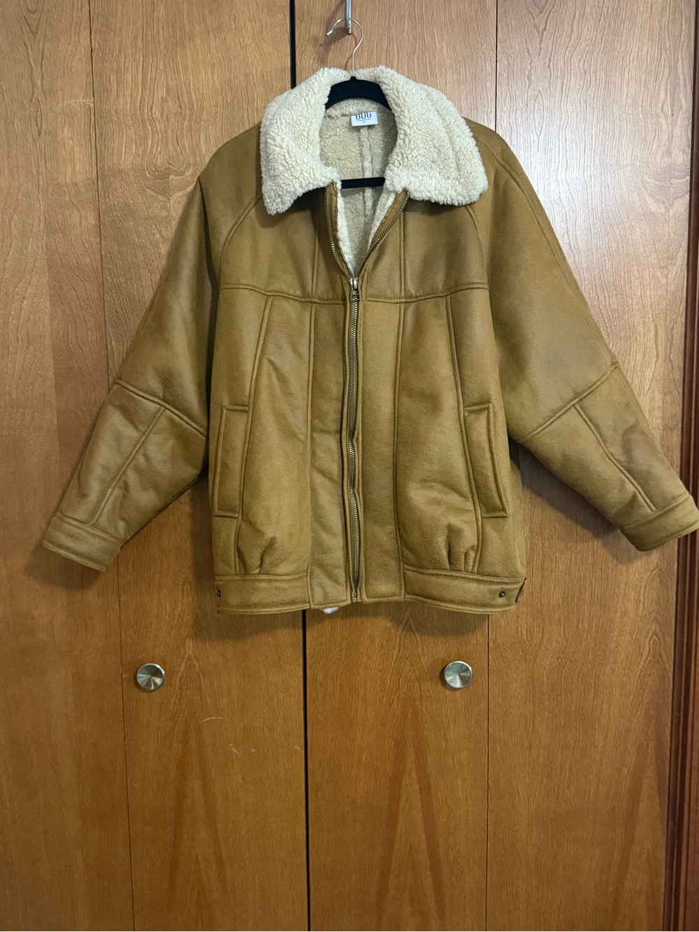 BDG Chestnut Faux Suede Shearling Lined Jacket Large NWOT